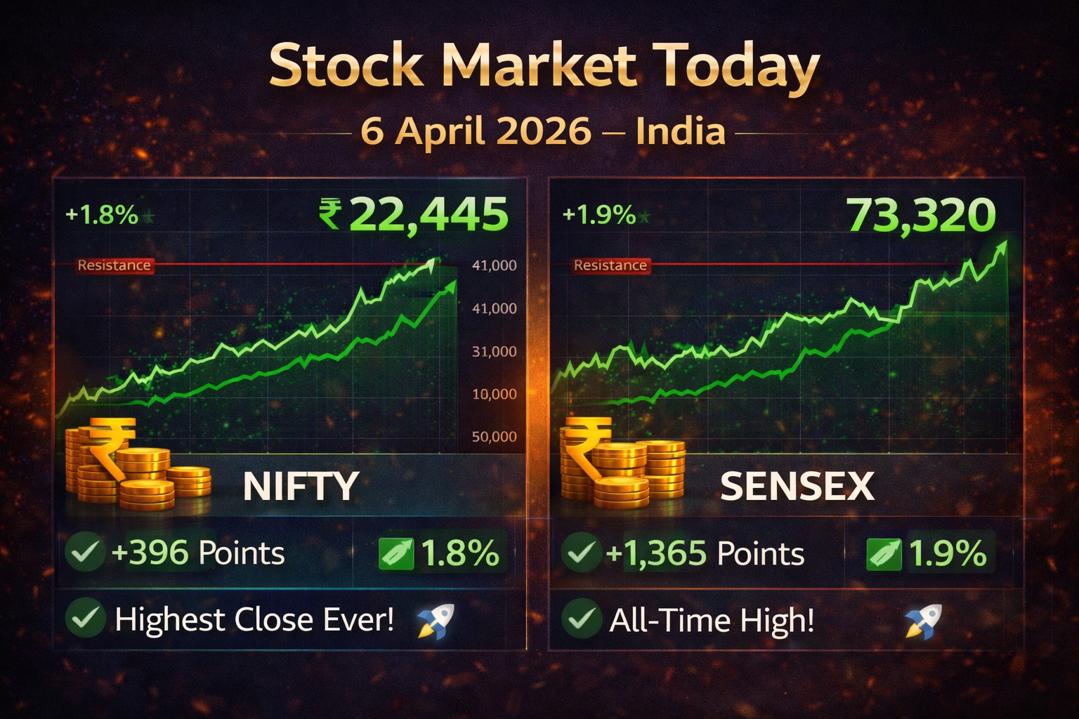 stock market today 6 April 2026 Nifty Sensex chart India analysis